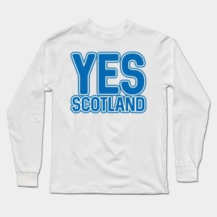 YES SCOTLAND, Scottish Independence Saltire Blue and White Layered Text Slogan Long Sleeve T-Shirt